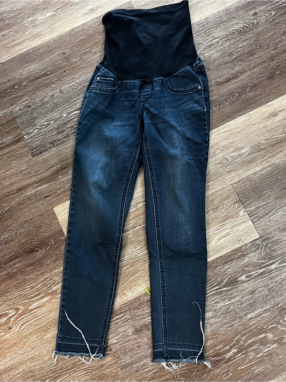 Jessica Simpson Maternity Dark Blue Straight-Leg Jeans with Black Waist Panel